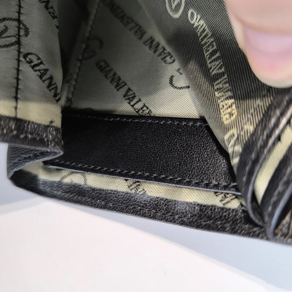 Men's Bifold Wallet Gianni Valentino Black Leather Multiple Compartments